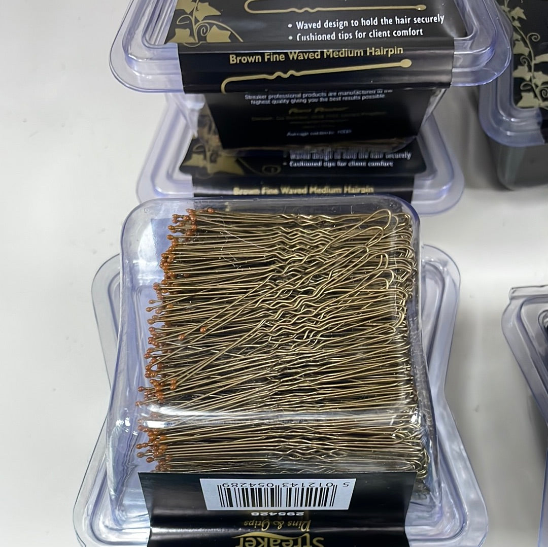 Streaker 2.5" Large tipped waved hairpin - Brown x 1000